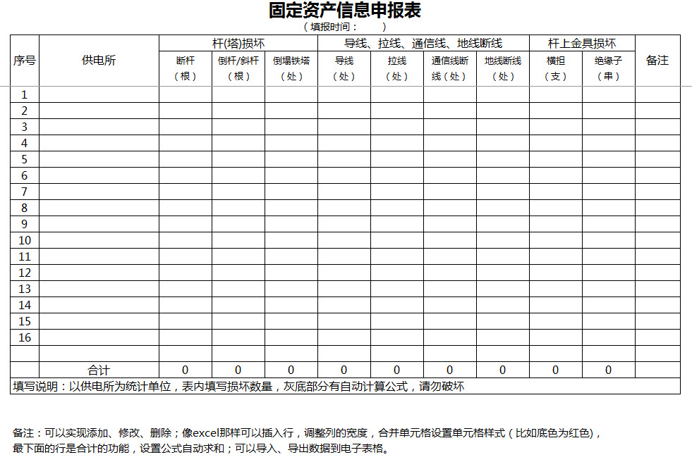 固定资产信息申报表